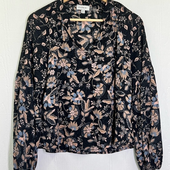 EVEREVE - Reese Floral Mix Print Boho Cottage Core Long Sleeve Blouse Size XS - Picture 8 of 12